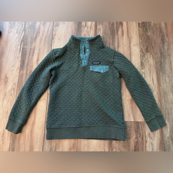 Patagonia Sweaters - Patagonia Sweater Womens Size XS Green Organic Cotton Quilted Snap T Pullover